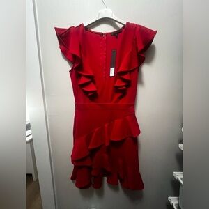 Elegant Red Ruffle Dress